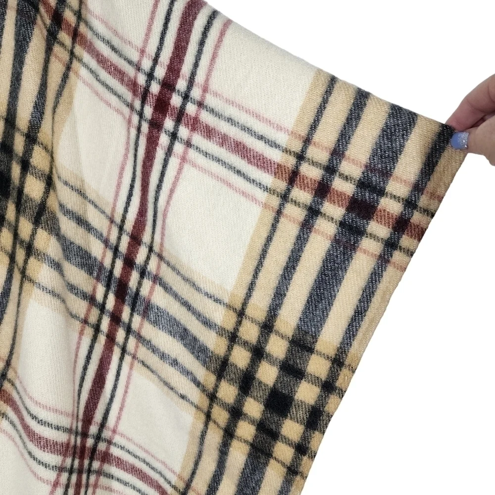 WOOLRICH FRINGED PLAID PONCHO